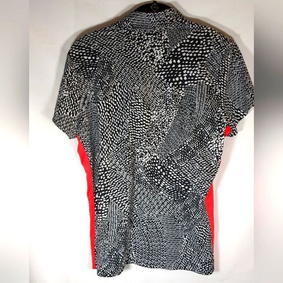Tail Short Sleeve Golf Shirt With Half Zip, Black & White With Red Trim Size M - Picture 2 of 7